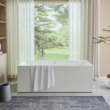 Vanity Art Talence 59 in. Acrylic Flatbottom Freestanding Bathtub in White/Brushed Nickel