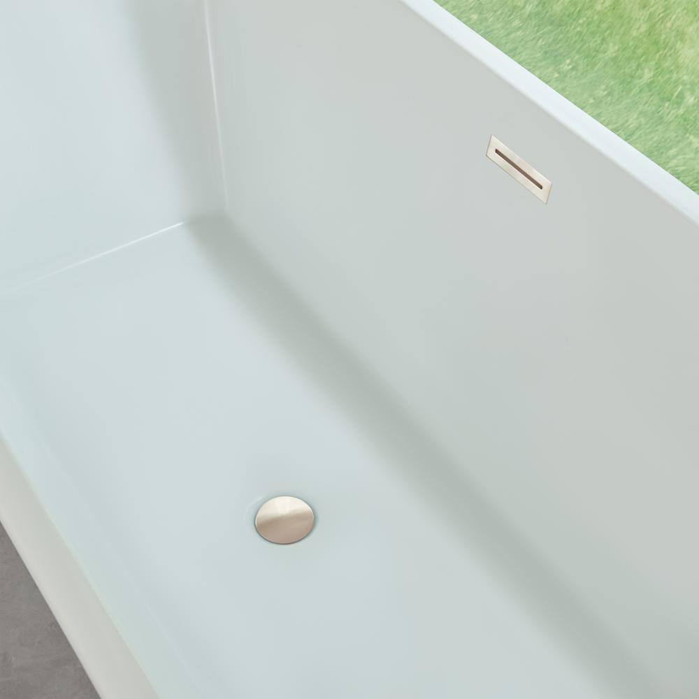Vanity Art Nantes 67 in. x 30 in. Acrylic Freestanding Soaking Bathtub with Center Drain in White/Brushed Nickel