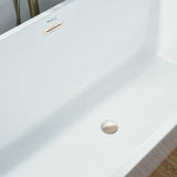 Vanity Art 67 in. Acrylic Flatbottom Freestanding Bathtub in White/Brushed Nickel