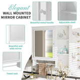 Cesicia 28.85 in. W x 28 in. H Rectangular Surface Mount White Bathroom Medicine Cabinet with Mirror and 2 Open Shelves