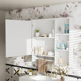Cesicia 28.85 in. W x 28 in. H Rectangular Surface Mount White Bathroom Medicine Cabinet with Mirror and 2 Open Shelves