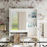 Cesicia 28.85 in. W x 28 in. H Rectangular Surface Mount White Bathroom Medicine Cabinet with Mirror and 2 Open Shelves