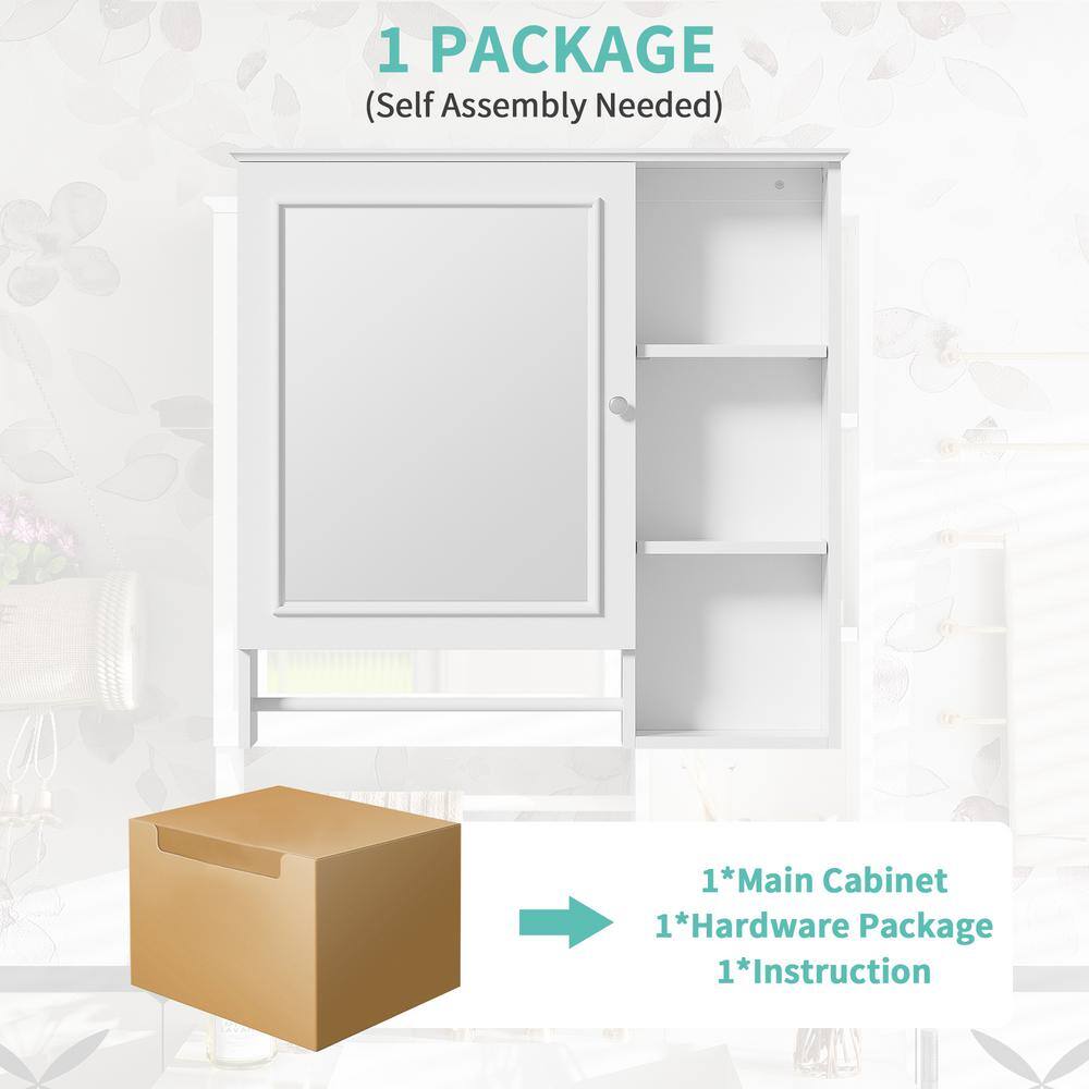 Cesicia 28.85 in. W x 28 in. H Rectangular Surface Mount White Bathroom Medicine Cabinet with Mirror and 2 Open Shelves