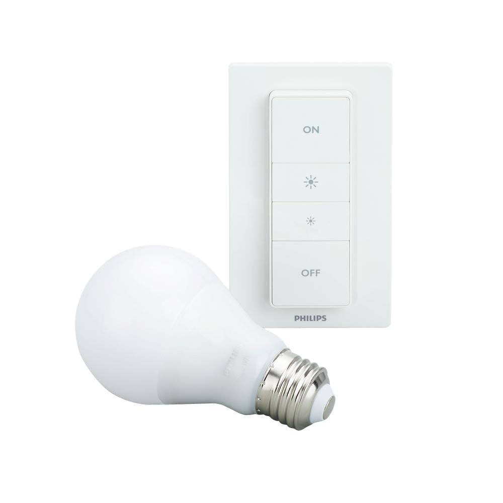 Philips White Ambiance Smart Wireless Lighting Recipe Kit – 1 A19 LED (60W Equivalent) Dimmable Bulb + Remote Dimmer Switch