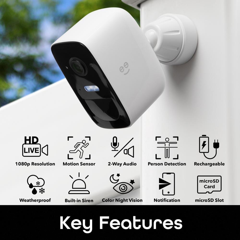 Geeni Freebird 2 Outdoor Security Camera – Rechargeable Battery, 1080p, Alexa & Google Assistant Compatible (Open Box)