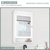 Glacier Bay 23-1/2 in. W x 32-1/2 in. H Framed Surface-Mount Bathroom Medicine Cabinet with Mirror, White