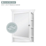 Glacier Bay 23-1/2 in. W x 32-1/2 in. H Framed Surface-Mount Bathroom Medicine Cabinet with Mirror, White