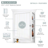 Glacier Bay 23-1/2 in. W x 32-1/2 in. H Framed Surface-Mount Bathroom Medicine Cabinet with Mirror, White