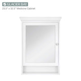 Glacier Bay 23-1/2 in. W x 32-1/2 in. H Framed Surface-Mount Bathroom Medicine Cabinet with Mirror, White