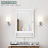 Glacier Bay 23-1/2 in. W x 32-1/2 in. H Framed Surface-Mount Bathroom Medicine Cabinet with Mirror, White