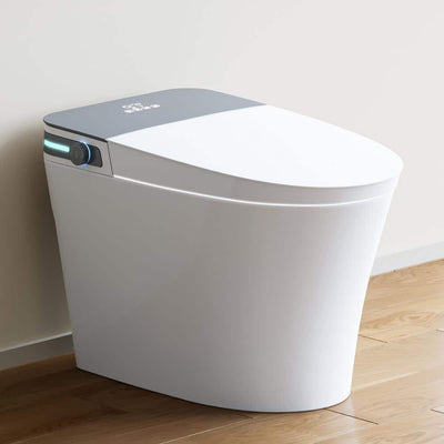 HOROW 10 in. Rough-In Tankless Elongated Smart Toilet Bidet - Auto Open/Close, Foot Sensor & Ambient Light