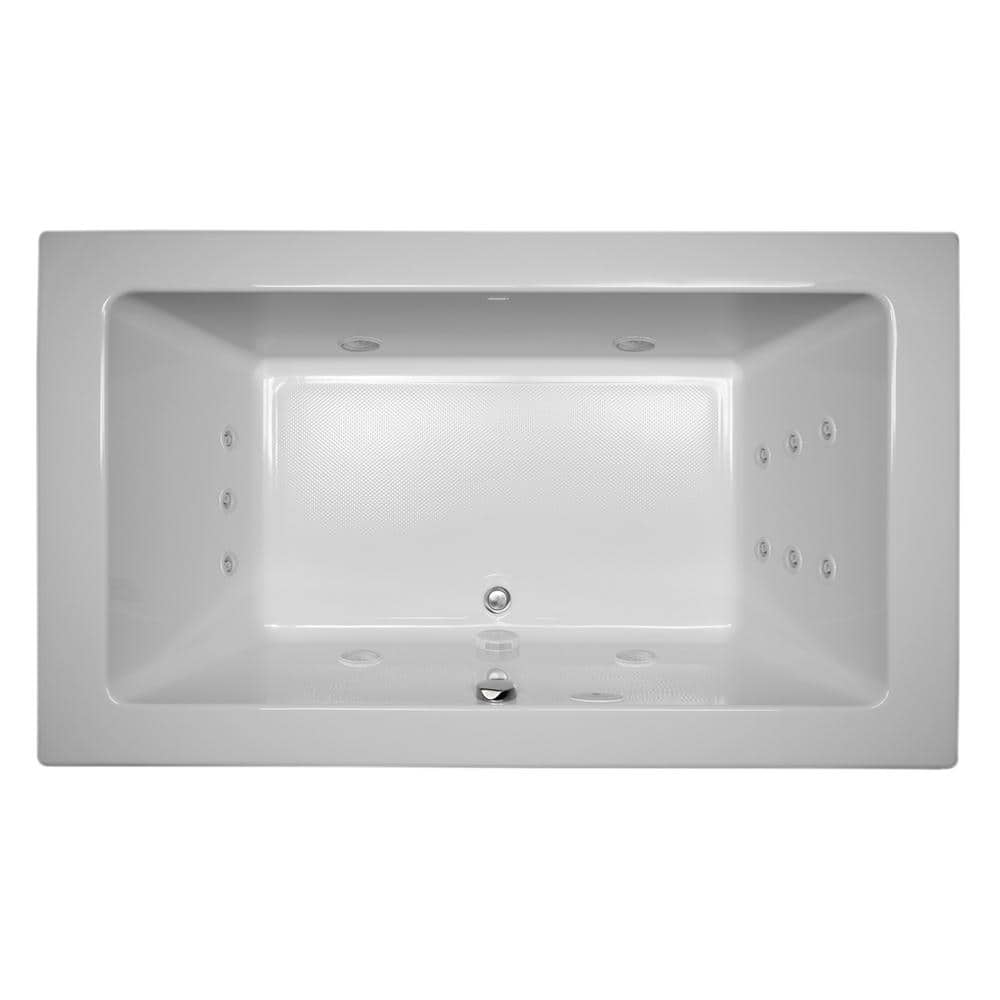 Jacuzzi SIA 72 in. x 42 in. Acrylic Right-Hand Drain Rectangular Drop-In Whirlpool Bathtub in White