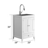 Karl home 24 in. D Drop-In Laundry/Utility Sink in White with Cabinet and Pull-Out Sprayer Faucet