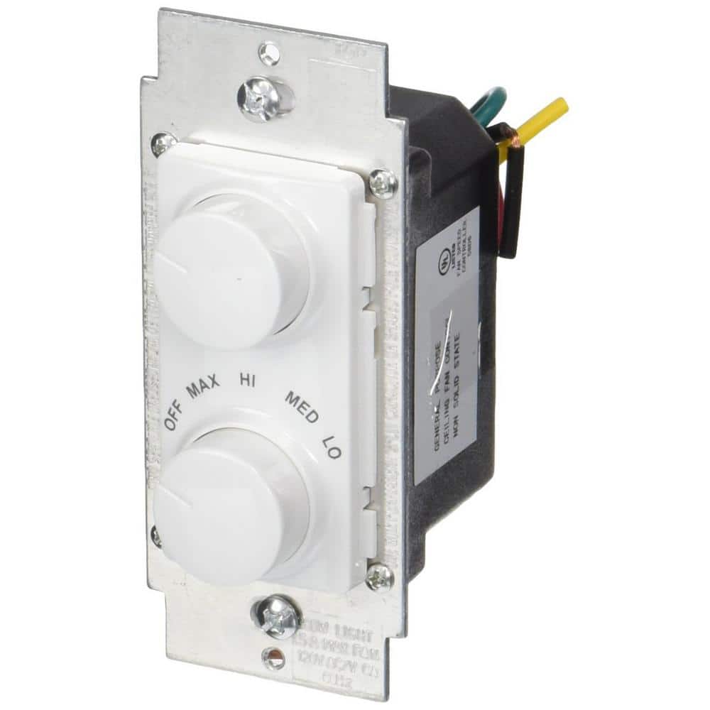 Leviton 1.5 Amp 300-Watt Decora Single-Pole Rotary Dimmer and Fan Speed Control, White/Ivory/Light Almond