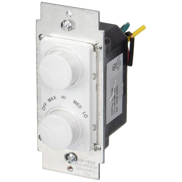 Leviton 1.5 Amp 300-Watt Decora Single-Pole Rotary Dimmer and Fan Speed Control, White/Ivory/Light Almond