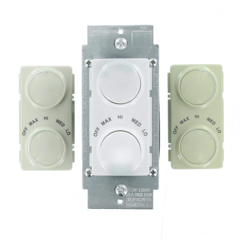 Leviton 1.5 Amp 300-Watt Decora Single-Pole Rotary Dimmer and Fan Speed Control, White/Ivory/Light Almond