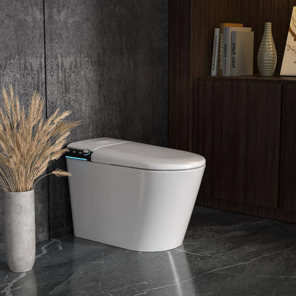 LORDEAR 1.27 GPF Tankless Elongated Smart Bidet Toilet with Auto Open ...