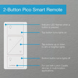 Lutron Pico Smart Remote (2-Button with Raise/Lower) for Caseta Smart Dimmer Switch, White (PJ2-2BRL-GWH-L01)