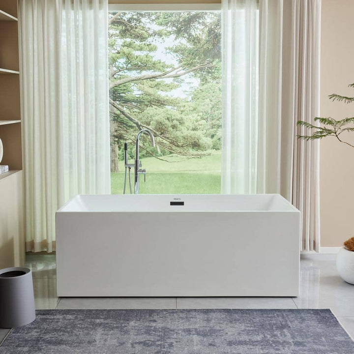 Vanity Art Talence 59 in. Acrylic Flatbottom Freestanding Bathtub in White/Matte Black
