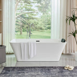 Vanity Art Nantes 67 in. x 30 in. Acrylic Freestanding Soaking Bathtub with Center Drain in White/Matte Black