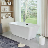 Vanity Art Nantes 67 in. x 30 in. Acrylic Freestanding Soaking Bathtub with Center Drain in White/Matte Black
