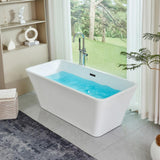 Vanity Art Nantes 67 in. x 30 in. Acrylic Freestanding Soaking Bathtub with Center Drain in White/Matte Black