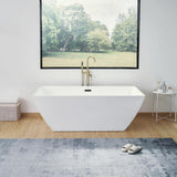 Vanity Art 67 in. Acrylic Flatbottom Freestanding Bathtub in White/Matte Black