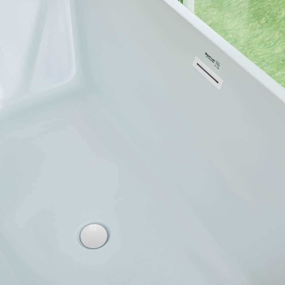 Vanity Art Talence 59 in. Acrylic Flatbottom Freestanding Bathtub in White/Oil Rubbed Bronze