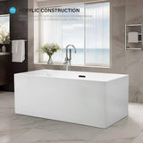 Vanity Art Talence 59 in. Acrylic Flatbottom Freestanding Bathtub in White/Oil Rubbed Bronze