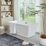 Vanity Art Nantes 67 in. x 30 in. Acrylic Freestanding Soaking Bathtub with Center Drain in White/Oil Rubbed Bronze