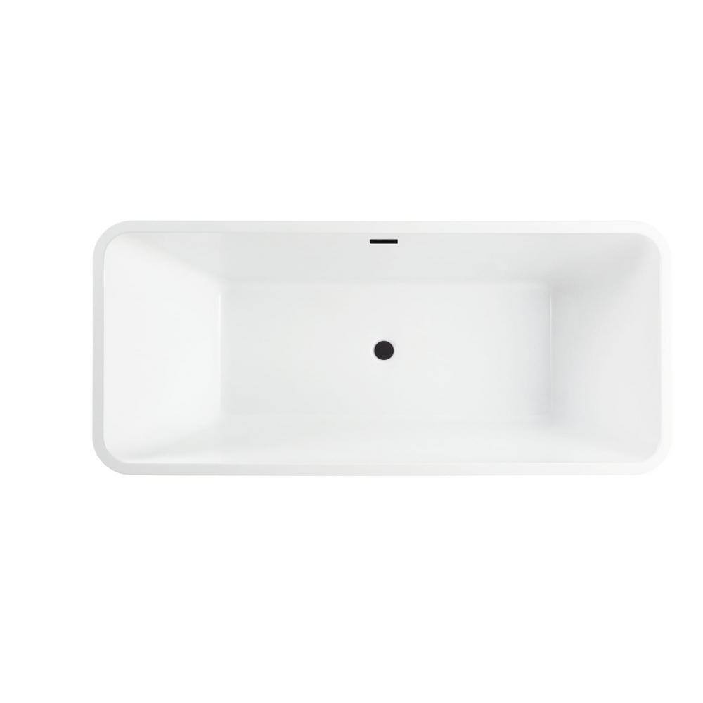 Vanity Art Nantes 67 in. x 30 in. Acrylic Freestanding Soaking Bathtub with Center Drain in White/Oil Rubbed Bronze