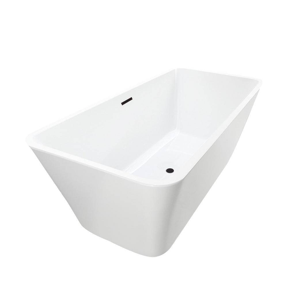 Vanity Art Nantes 67 in. x 30 in. Acrylic Freestanding Soaking Bathtub with Center Drain in White/Oil Rubbed Bronze