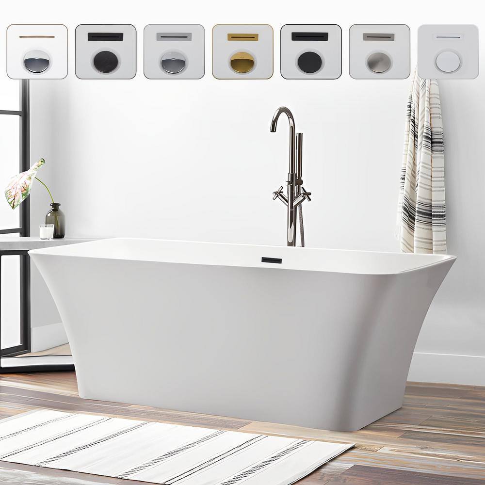 Vanity Art Nantes 67 in. x 30 in. Acrylic Freestanding Soaking Bathtub with Center Drain in White/Oil Rubbed Bronze