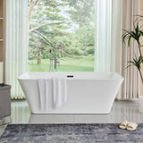 Vanity Art Nantes 67 in. x 30 in. Acrylic Freestanding Soaking Bathtub with Center Drain in White/Oil Rubbed Bronze