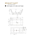 Vanity Art 67 in. Acrylic Flatbottom Freestanding Bathtub in White/Oil Rubbed Bronze