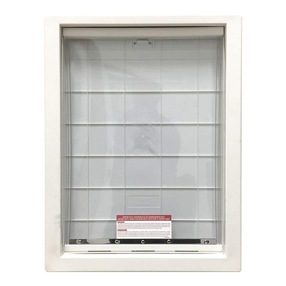 Steves & Sons 32 in. x 80 in. Reliant Series Clear 9-Lite LHIS White Primed Fiberglass Prehung Back Door with Extra Large Pet Door