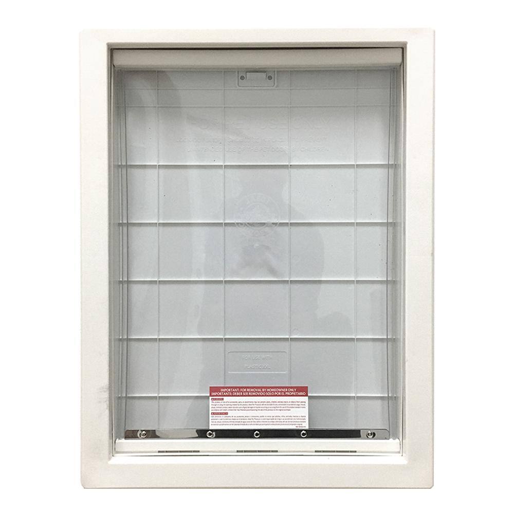 Steves & Sons 32 in. x 80 in. Reliant Series Clear 9 Lite RHOS White Primed Fiberglass Prehung Front Door with Extra Large Pet Door