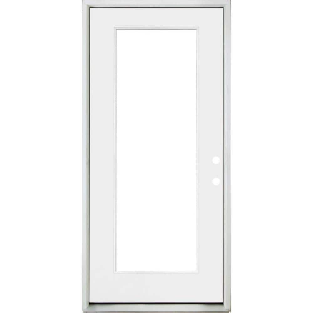 Steves & Sons 32 in. x 80 in. Legacy Full Lite Clear Glass Left-Hand Inswing White Primed Fiberglass Prehung Front Door