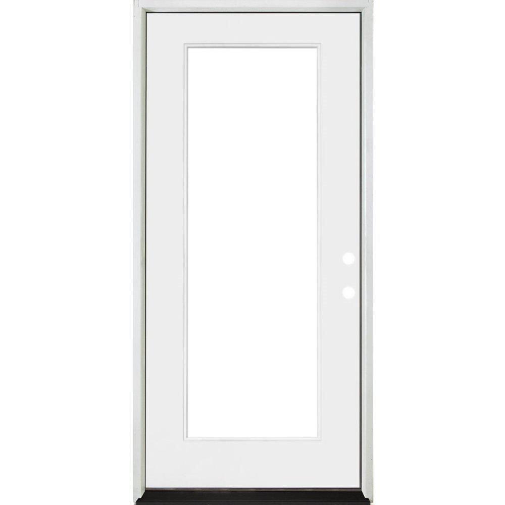 Steves & Sons 32 in. x 80 in. Legacy Full Lite Clear Glass Left-Hand Inswing White Primed Fiberglass Prehung Front Door