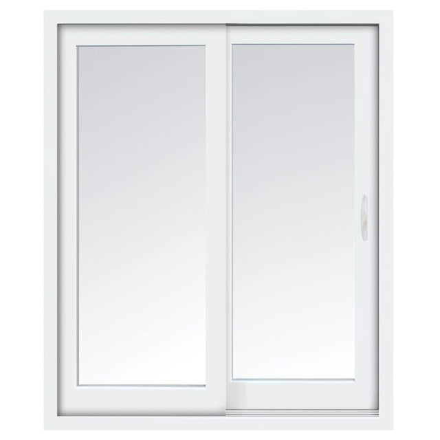 59 in. x 80 in. Glacier White Vinyl Right-Hand Low-E Sliding Patio Door with Screen, Handle Set and Nailing Fin