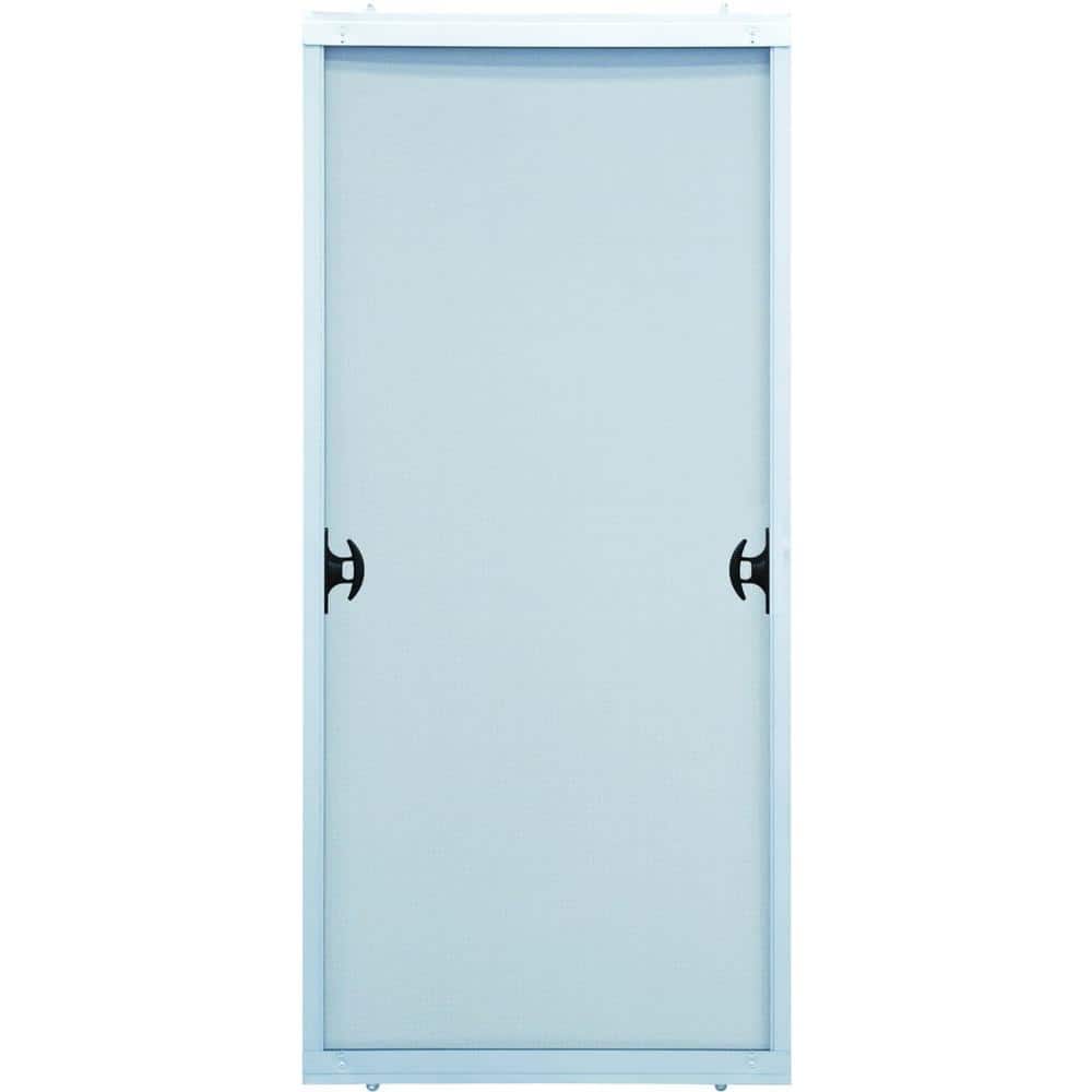 59 in. x 80 in. Glacier White Vinyl Right-Hand Low-E Sliding Patio Door with Screen, Handle Set and Nailing Fin