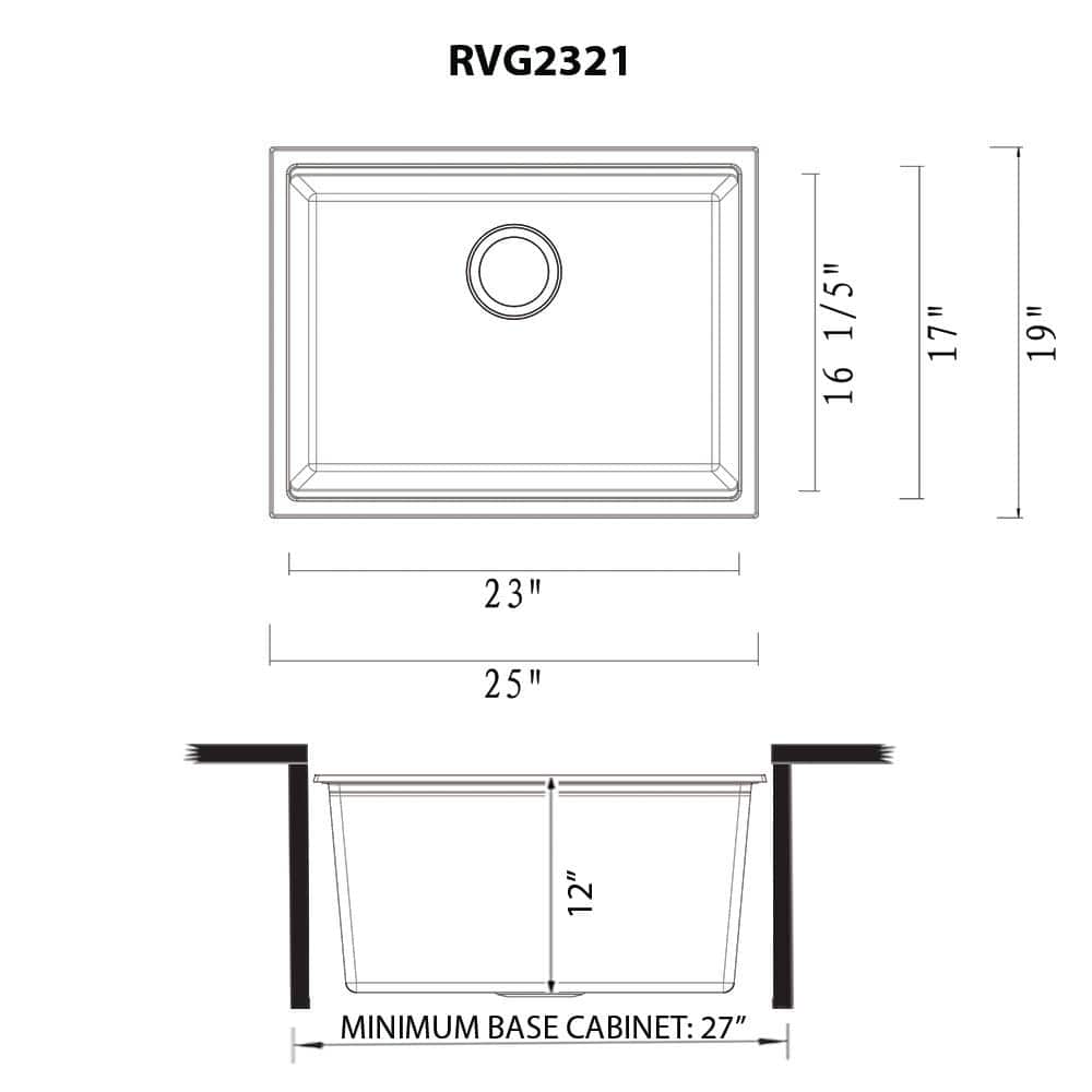 Ruvati Epirock 25 in. Undermount Laundry Sink with Accessories