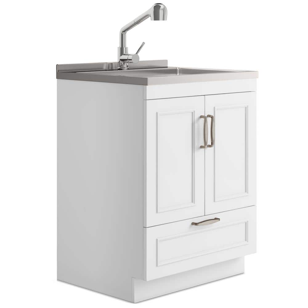 Simpli Home Cardinal Transitional 28 in. Wall Mount Laundry Sink with ...