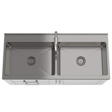 Simpli Home Modern Wide Shaker Transitional 46 in. wall mount Laundry sink with Cabinet Faucet and Stainless Steel Sink in White