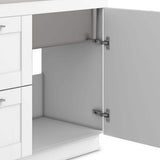 Simpli Home Modern Wide Shaker Transitional 46 in. wall mount Laundry sink with Cabinet Faucet and Stainless Steel Sink in White