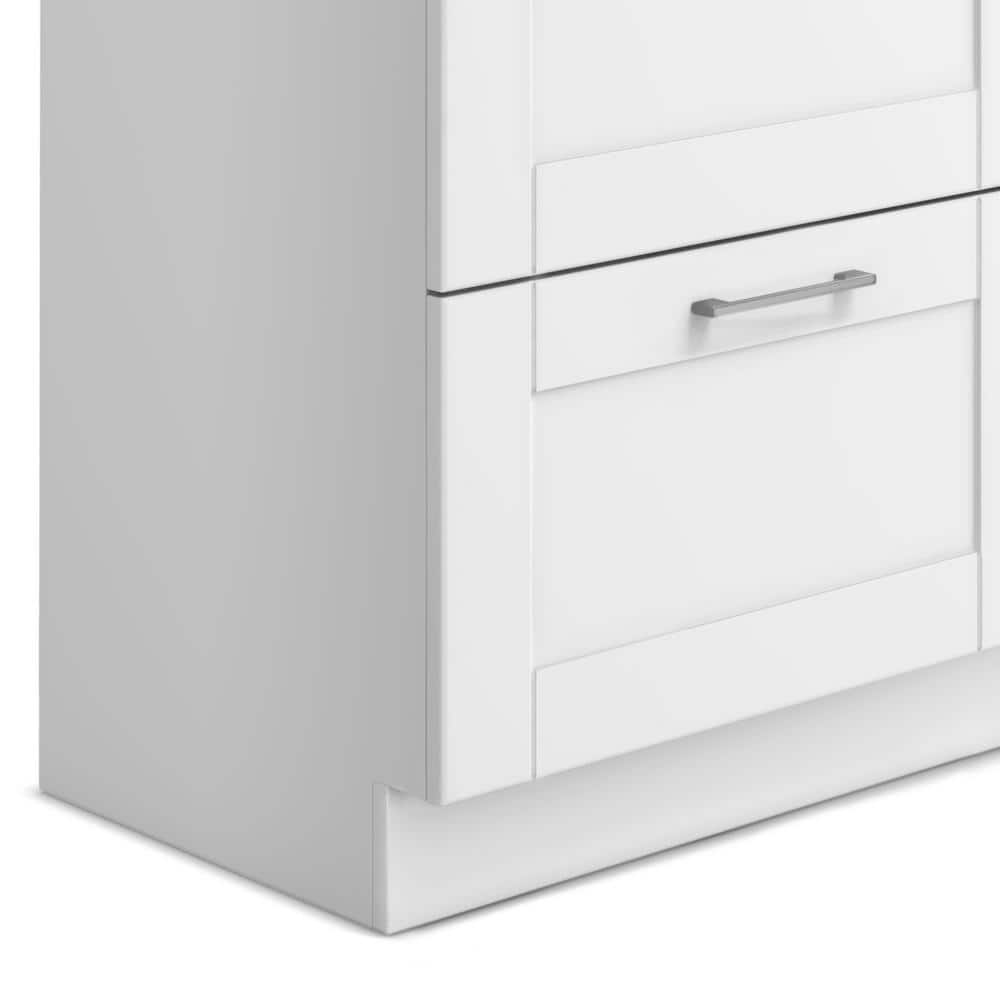 Simpli Home Modern Wide Shaker Transitional 46 in. wall mount Laundry sink with Cabinet Faucet and Stainless Steel Sink in White