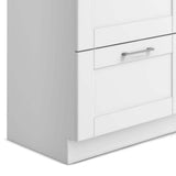 Simpli Home Modern Wide Shaker Transitional 46 in. wall mount Laundry sink with Cabinet Faucet and Stainless Steel Sink in White
