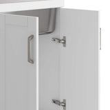 Simpli Home Kyle Transitional 24 in. Wall Mount Laundry Sink with Cabinet Faucet and Stainless Steel Sink in White