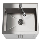 Simpli Home Kyle Transitional 24 in. Wall Mount Laundry Sink with Cabinet Faucet and Stainless Steel Sink in White