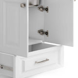 Simpli Home Lawrence Transitional 28 in. Wall Mount Laundry Sink with Cabinet Faucet and Stainless Steel Sink in Laundry White